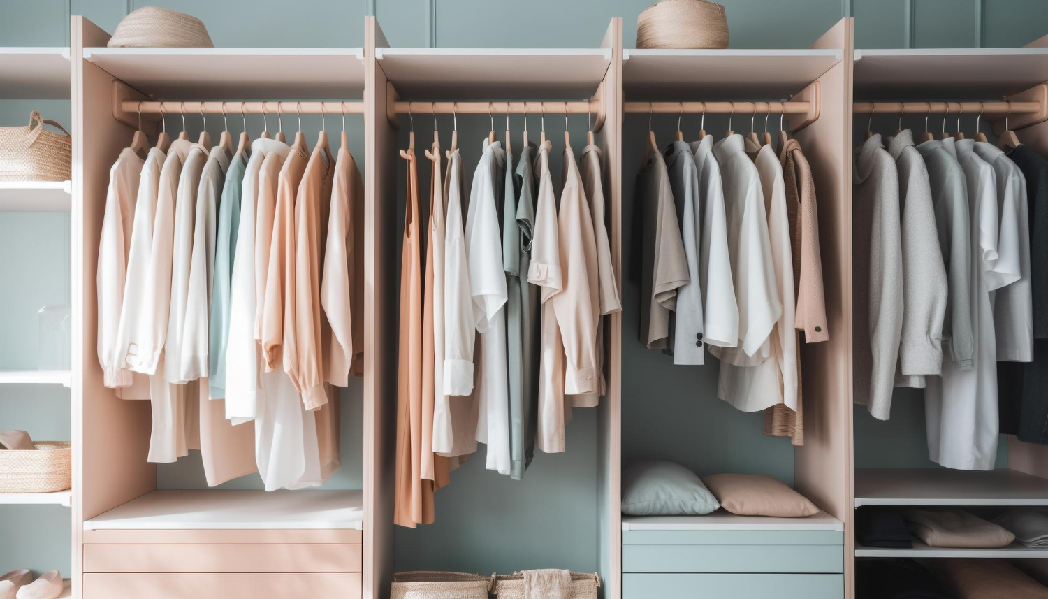 imagem de um armário de roupas organizado